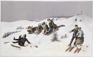 Saneczkarstwo - w „Szkicach sportów i rozrywek kanadyjskich” autorstwa porucznika. Henry Buckton Laurence autorstwa Unknown artist