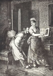 Pokojówka na wolności i podsłuchana przez panią domu (lito) autorstwa Unknown artist