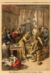 Charakteryzacja aktorów żywego obrazu „Mężczyźni w złocie”” na jarmark piernikowy. Grawer w „”Le petit journal”” 16.04.1894. Kolekcja Selvy. autorstwa Unknown artist