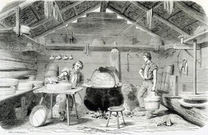 Robienie sera Gruyère w szwajcarskiej chacie, czyli serowarni w Alpach – w „Cuda przemysłu” Louisa Figuiera autorstwa Unknown artist