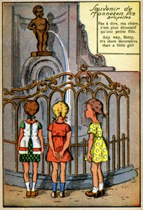 Manneken Pis w Brukseli, ok. 1950 r. (druk) autorstwa Unknown Artist