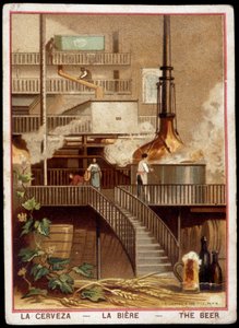 Produkcja piwa w XIX wieku”: Browar - Chromolithography sd. 19 wiek. autorstwa Unknown artist