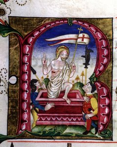 Rękopis pieśni liturgicznej. Miniatura przedstawiająca zmartwychwstanie. XV wiek. Kościół Koronowanej Dziewicy z Lodi. autorstwa Unknown artist
