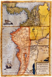 Mapa Kolumbii i Peru. 1590. autorstwa Unknown artist