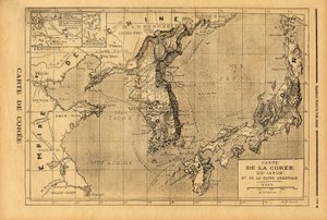 Mapa Korei, Japonii i wschodnich Chin. Grawerowanie w „Le petit journal”” 3.09.1894. Kolekcja Selvy. autorstwa Unknown artist
