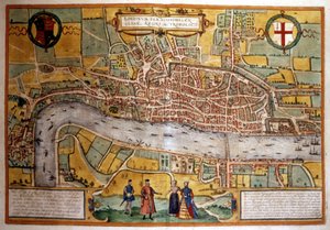 Mapa Londynu w XVI wieku. autorstwa Unknown artist