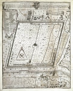 Mapa lazaretu w Mediolanie podczas Wielkiej Plagi w Mediolanie w 1630 r. (Rysunek autorstwa Unknown artist