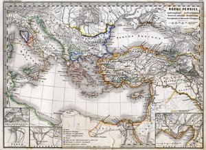 Mapa Imperium Perskiego za panowania Aleksandra Wielkiego. Atlas z 1865 roku. autorstwa Unknown artist