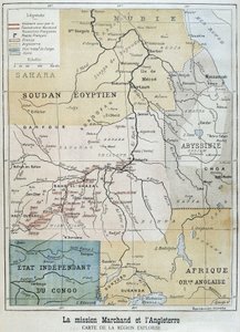 Mapa terenu eksplorowanego przez Mission Marchand – w „Le Petite Journal” z 9.10.1898 r. autorstwa Unknown artist