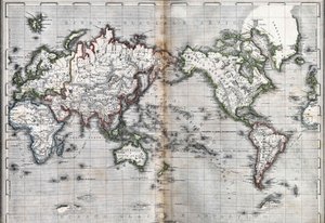 Mapa świata. Włochy. Grawerowanie sd. połowa XIX wieku. autorstwa Unknown artist