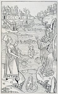 Zwierzęta i potwory morskie - strona tytułowa rozdziału ""De Piscibus""""Hortus Sanitatis"", wydanie Moguncji roku autorstwa Unknown artist