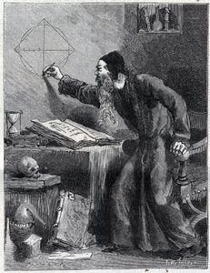 Matematyka i Geometria: Badacz naukowy kwadratury koła w XVI wieku. Grawer w „La Nature” 1890. Ze zbiorów prywatnych. autorstwa Unknown artist