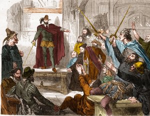 Posiedzenie Komitetu Szesnastego (16) w 1588 r. (Rada Reprezentantów Szesnastu Powiatów Paryskich) Komitet Powstańczy utworzony w Paryżu w okresie Ligi. autorstwa Unknown artist