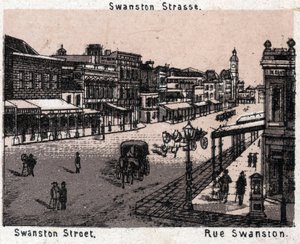 Melbourne, Australia: widok na ulicę Swanston. w „” Świat ilustruje 168 odsłon”” Niedatowany (koniec XIX wieku) autorstwa Unknown artist