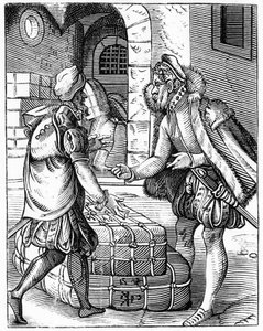 Kupcy - w "Nieliberalnych sztukach i mechanice..." autorstwa Unknown artist