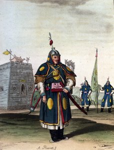 Wojskowe chińskie manchou - w "Le costume ancien et moderne" J. Ferrario, wyd. Mediolan autorstwa Unknown artist