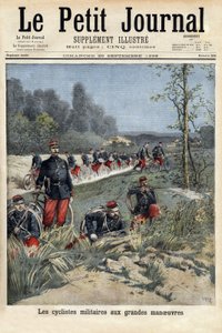 Rowerzyści wojskowi na wielkich manewrach. Grawerowanie w „Le petit journal”” 20.09.1896. Kolekcja Selvy. autorstwa Unknown artist