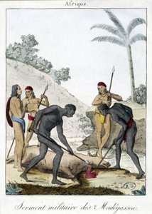 Przysięga wojskowa mieszkańców Madagaskaru (zabili wołu) - grv. 1811 autorstwa Unknown artist
