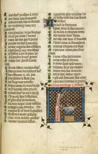 Miniatura przedstawiająca naturę wykuwającą dziecko, z „Le Roman de la Rose”, ok. 1380 r. (miniatura) autorstwa Unknown artist