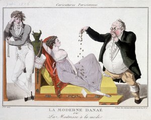 Współczesne Danaé czyli modna maires (prostytucja) - karykatura autorstwa Unknown artist