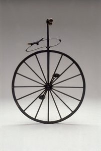 Monocykl z drewnianymi kołami z 1870 autorstwa Unknown artist