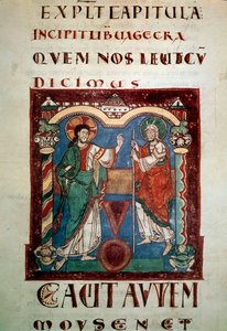 Miesiąc przed Bogiem. Podświetlana strona z tropair of Saint Martial de Limoges. Debiut XI-wiecznego Paryża, B.N. autorstwa Unknown artist
