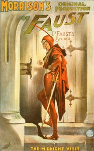 Oryginalna inscenizacja Fausta Morrisona: wizyta o północy - plakat do sztuki: ilustracja wizyty Fausta autorstwa Unknown artist
