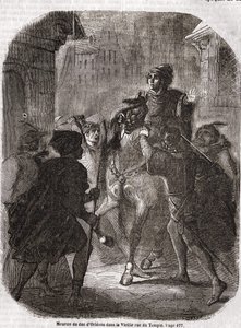Morderstwo Ludwika I Walezego, księcia Orleanu (1372 - 1407) w Starej Rue du Temple autorstwa Jean Sans Ppeur - w „Histoire de France” L.-P. Anquetil autorstwa Unknown artist
