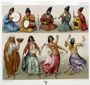 Muzycy i tancerze w Persji - w „Strój historyczny” Racinet autorstwa Unknown artist