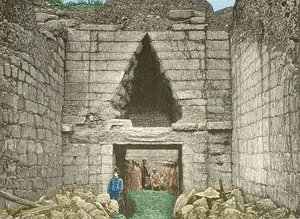 Myceny, brama lwów odkryta przez Schliemanna autorstwa Unknown artist