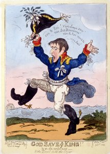 Pieśń Napoleona 1er „”Vive le roi”” na nadejście Ludwika XVIII – w „”Napoleon 1er””, zbiór karykatur autorstwa Unknown artist