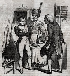 Napoleon I w obecności Jeana Nicolasa Corvisarta (1755-1821) lekarza grawerunek angielski w „La Sante Universelle - Guide Medical des Families”” 1852 autorstwa Unknown artist