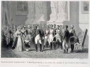 Napoleon powierza Imperatorkę i jej syna, króla Rzymu, Gwardii Narodowej (23 stycznia 1814) - w „Fasttes de Gardes nationales de France”” autorstwa Unknown artist