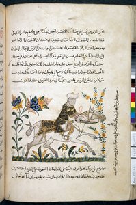 Nihāyat al-suʾl wa-al-umnīyah fi taʿlīm al-furūsīyah, Add MS 18866, f.122v, c.1371 (tusz i pigment na papierze) autorstwa Unknown artist