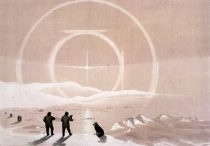 Zorza polarna – w „Wybrzeżu morza polarnego, narracja ekspedycji arktycznej”, dr Edward Moos, Marcus Nard & Co, Londyn autorstwa Unknown artist