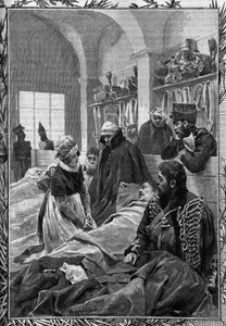 Pielęgniarka Marguerite Favet leczyła rozum w Szpitalu Polowym podczas wojny 1813 r. przeciwko Niemcom. autorstwa Unknown artist