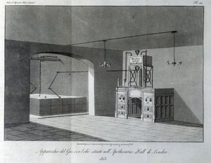 Aparatura gazowa znajdująca się w Apothecaries Hall w Londynie. Talerz zaczerpnięty z „”Giornale dell