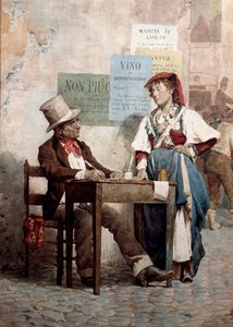 Stary człowiek: publiczny pisarz w Rzymie. XIX-wieczna akwarela Rzym, Museo del Folklore autorstwa Unknown artist