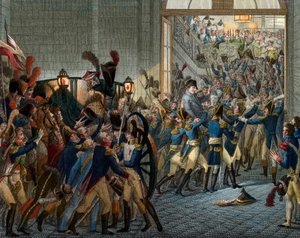 Sto dni: „” Napoleon Bonaparte (1769-1821) powrócił z wygnania na wyspie Elba – triumfalny wjazd 20 marca 1815 r. w Palais des Tuileries – Rycina XIX w. autorstwa Unknown artist