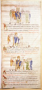 Strona iluminowanej biblii (Ms.723-Foglio 138v.) z początku XII wieku. Ciemny. 52,8x38 cm Rzym, Biblioteca Casanatense autorstwa Unknown artist
