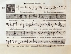Strona partytury muzycznej Psalmu XVIII autorstwa Willaerta (1538) autorstwa Unknown artist