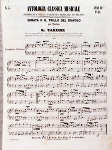 Strona partytury muzycznej Sonaty Diabelskiego trylu Tartiniego autorstwa Unknown artist