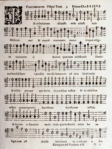 Strona partytury muzycznej Psalmów (op. 16) Ludovico Viadana autorstwa Unknown artist