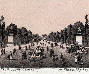 Paryż, Francja: widok na Pola Elizejskie (Pola Elizejskie). w „Świat ilustruje 168 poglądów”” Bez daty (koniec XIX wieku) autorstwa Unknown artist