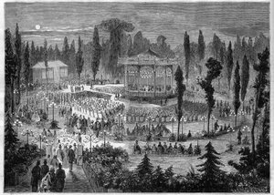 VIII dzielnica Paryża - avenue des Champs-Elysees (Pola Elizejskie) - koncerty w 1868 roku autorstwa Unknown artist