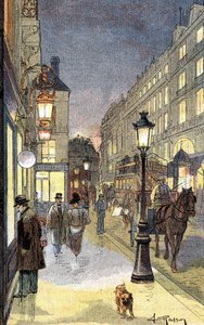 Paryż nocą, ilustracja koniec XIX wieku. autorstwa Unknown artist