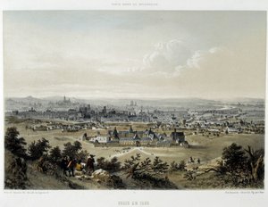 Paryż 1620, widok ogólny z Butte Chaumont - litografia autorstwa Unknown artist