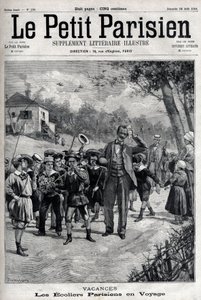 Paryskie wakacje szkolne na wycieczce na wieś. Grawerowanie w „”Le Parisien”” autorstwa Unknown artist