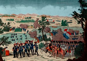 Przejście Mincio w dniu 11 IV roku preriowego (20 grudnia 1800) przez grenadierów francuskich. Pod okiem Bonaparte General en Chief - Grawerowanie - 1800 - Bitwa pod Pozzolo (znana również jako bitwa nad rzeką Mincio i Monzambano) - Przejście o autorstwa Unknown artist