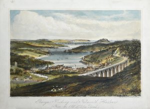 Penryn, Flushing i Falmouth Harbors (od Old Helton Road), ok. 1860-80 (litografia kolorowa na papierze) autorstwa Unknown artist